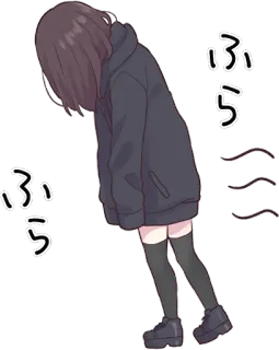 😔 ふら ふら animé, fille, fatiguée, japon, manga whatsapp sticker
