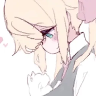 🤍 สไตล์อนิเมะ, การ์ตูน, ผมสีบลอนด์, หัวใจ, สัตว์เลี้ยง, แมว telegram sticker