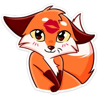 ☺️ zorro, animal, dibujos animados, lindo, beso, pegatina telegram sticker
