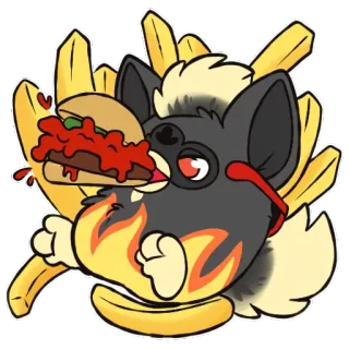🧀 furby, burger, french fries, cartoon, food, snack, meal telegram sticker