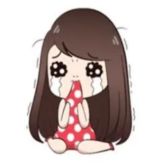 😩 ร้องไห้, เศร้า, เสียใจ, การ์ตูน, ผู้หญิง, อารมณ์ telegram sticker