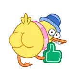 👍 pato, desenho animado, polegar para cima, aprovação telegram sticker