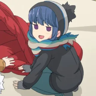 🏕 Rin Shima Yuru Camp Anime, Carino, Cartone animato, Inverno, Ragazza, Rin Shima, Yuru Camp telegram sticker