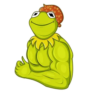 💪 Kermit Kermit, frog, muscle, buff, funny, meme telegram sticker