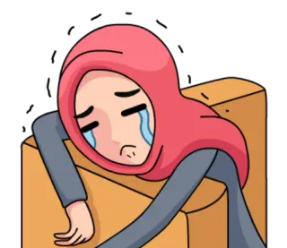 😭 triste, piangere, donna, hijab, cartone animato whatsapp sticker