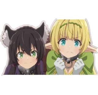 ☹️ anime, characters, cat ears, elf, fantasy, collar telegram sticker