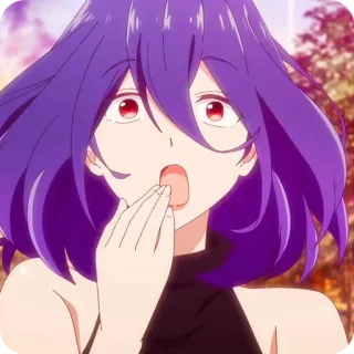 🤭 animé, surpris, choqué, fille, cheveux violets telegram sticker