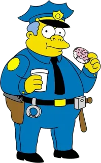 👮‍♀️ Chief Wiggum The Simpsons kartun, polisi, donat, kopi, polisi, simpsons telegram sticker