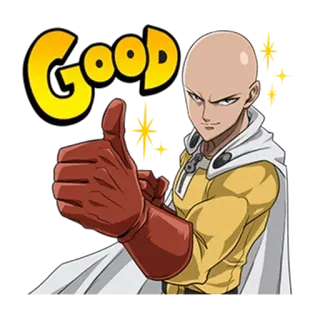 👍 Saitama One-Punch Man Good アニメ, キャラクター, ワンパンマン, サイタマ, 良い, いいね telegram sticker