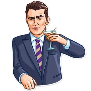 🍸 мужчина, костюм, коктейль, напиток, мультфильм telegram sticker