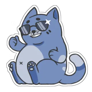 😎 gato, dibujo animado, gafas, pegatina, genial, pulgar arriba whatsapp sticker