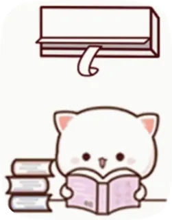 📔 gatto, leggere, libro, carino, kawaii, libri, cartone animato telegram sticker