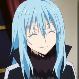 😊 Rimuru Tempest That Time I Got Reincarnated as a Slime Аниме, Исекай, Слайм, Голубые волосы, Улыбка, Манга, Милый telegram sticker