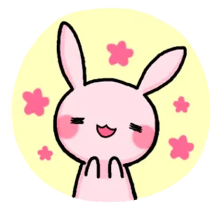 😌 mignon, lapin, animal, rose, fleur, dessin animé whatsapp sticker
