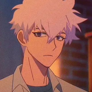 😒 Anime, Personaggio anime, Cartone animato, Maschio, Capelli bianchi telegram sticker