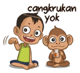 💃 cangkrukan yok Desenho animado, Macaco, Amizade, Indonésio, Cangkrukan, Yok telegram sticker