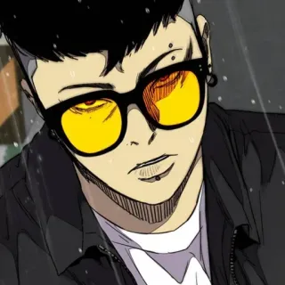 🌑 Anime, Personaggio, Occhiali, Stile, Figo, Ritratto whatsapp sticker
