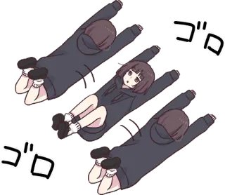 🙃 ゴロゴロ anime, ragazza, sdraiata, casual, personaggio telegram sticker