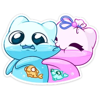 ⭐ cat, fish, cartoon, cute, sticker telegram sticker
