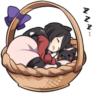 🖐 ZZZ... schlafend, Korb, Katze, Cartoon, süß, Anime, verschlafen telegram sticker