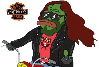 🤘 BAD RIDE TO FEEL FEELS Pepe, Motard, Doigt d'honneur, Moto, Autocollant telegram sticker