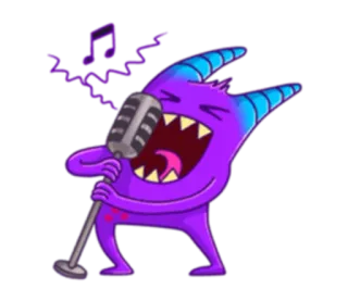 🎤 Monster, Singen, Mikrofon, Musik, Cartoon whatsapp sticker