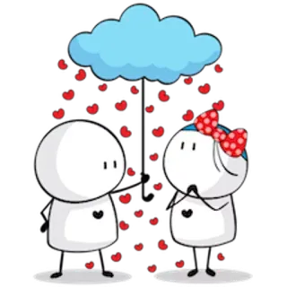 ❤ liefde, stel, hartjesregen, cartoon, schattig, relatie telegram sticker