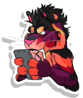 📲 antropomórfico, leão, telefone, desenho animado, furry telegram sticker