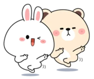 😔 토끼, 곰, 가운데 손가락, 불쾌한 제스처, 만화, 스티커, 귀여운 telegram sticker