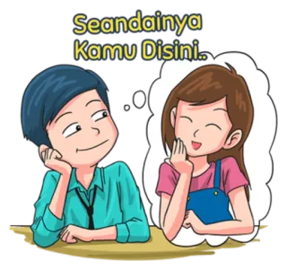 😣 Seandainya Kamu Disini.. Phim hoạt hình, Tình yêu, Mối quan hệ, Mong nhớ, Suy nghĩ, Nhớ bạn whatsapp sticker