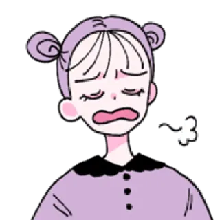 😩 Dessin animé, Fille, Mignon, Triste, Épuisé(e), Fatigué(e) telegram sticker