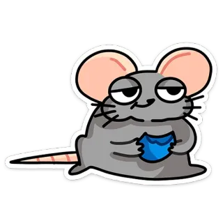 😏 souris, dessin animé, animal, autocollant, gris, rongeur telegram sticker