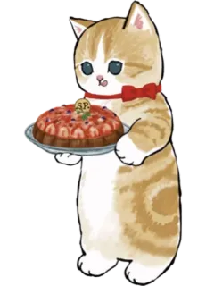 🥧 cat, dessert, cake, strawberry, cute telegram sticker