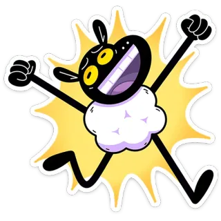 🥳 cartoon, animatie, leuk, personage, zwart, wit whatsapp sticker