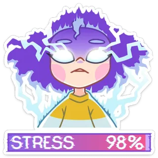 😨 STRESS 98% stress, ansia, frustrazione, arrabbiato, esausto, cartoni animati telegram sticker