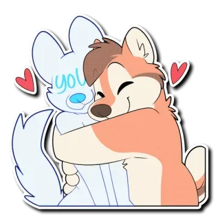 🤗 you hug, furry, love, cartoon, affection, anthropomorphic, cute telegram sticker