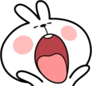 😄 rabbit, yawning, animal, cartoon, cute, sticker telegram sticker