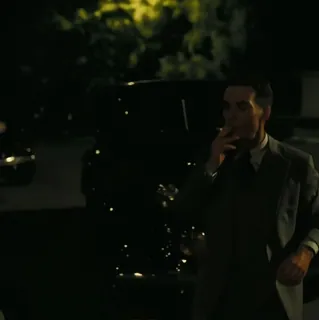 🎬 homme fumant, costume, cigarette, nuit telegram sticker
