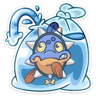 😨 ปลา, กระเป๋า, สัตว์, การ์ตูน, สติกเกอร์, สัตว์เลี้ยง, น้ำ telegram sticker