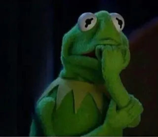 😖 Kermit Кермит лягушонок, Маппеты, лягушка, зеленый, думает, мем telegram sticker