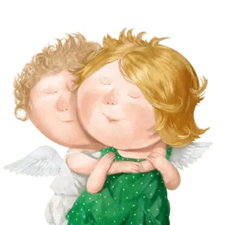 🤗 ангел, объятие, любовь, милый, мультфильм, дружба, крылья whatsapp sticker