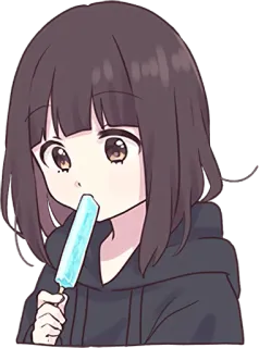 🍧 anime, girl, popsicle, cute, cartoon, drawing, hoodie telegram sticker