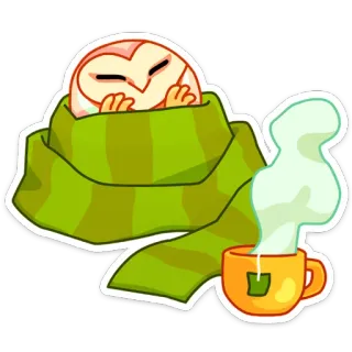 🍵 coruja, cachecol, chá, xícara, fofo, desenho animado telegram sticker