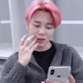 🎭 Jimin kpop, penyanyi, jimin, bts, idola, rambut pink, selfie telegram sticker