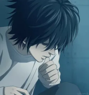 🧐 L Lawliet Death Note Anime, Detective, Investigazione, Riflessione, Manga telegram sticker