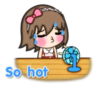 😰 So hot cartoon, sweating, fan, hot, girl, anime telegram sticker