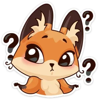❓ fox, question, animal, cute, confused, cartoon telegram sticker