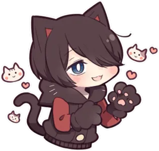 😸 gatto, anime, cartone animato, carino, kawaii, chibi, orecchie da gatto, manga whatsapp sticker
