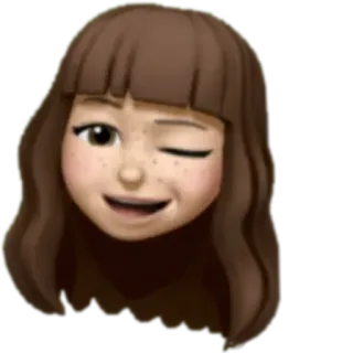 😉 Emoji, Avatar, Mädchen, Gesicht, Zwinkern, Cartoon, Illustration telegram sticker