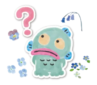 🧁 signo de interrogación, monstruo, flores, azul, lindo, pegatina, dibujos animados whatsapp sticker